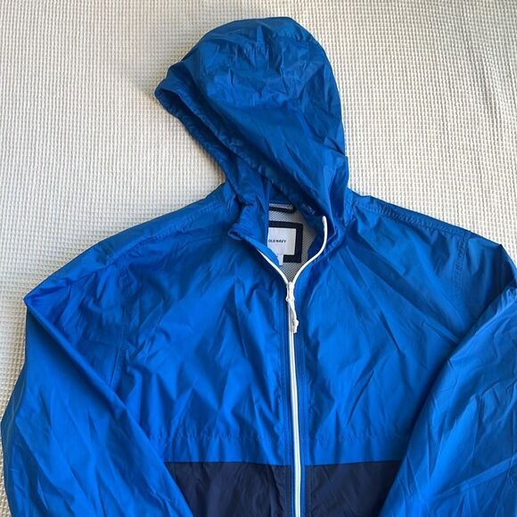 Old Navy Men's Packable Hooded Windbreaker Blue Lightweight Jacket Size XXL - Picture 7 of 9
